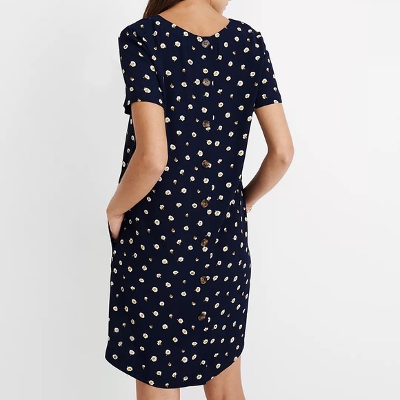 Madewell Button-Back Easy Dress in Daisy Dots in Navy Sz XXS - Picture 3 of 16